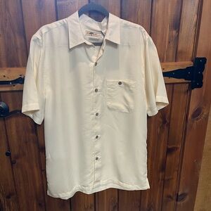 Joe Marlin size Medium  button down shirt. Rayon and Polyester cream color. NWT.